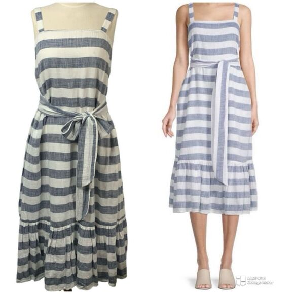 CHELSEA & THEODORE Women's Stripe Dress with Flounce Hem - Picture 15 of 16